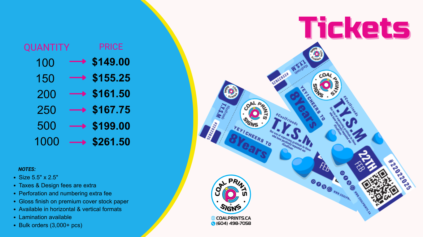 Entrance / Events Tickets (5.5" x 2.5")