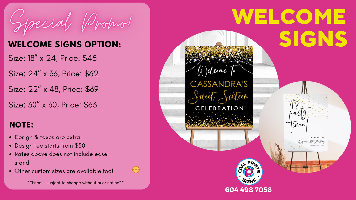 Indoor Foam Board Sign (Optional Easel Stand)